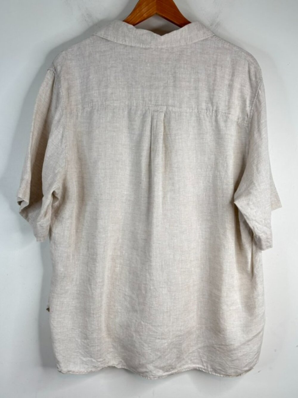 Arket 100% Linen Shirt L Oversized Boxy Neutral Beige Short Sleeve Button Beach - Picture 3 of 8